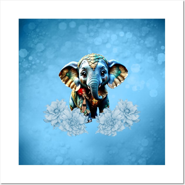 Cute little elephant with fairy Wall Art by Nicky2342